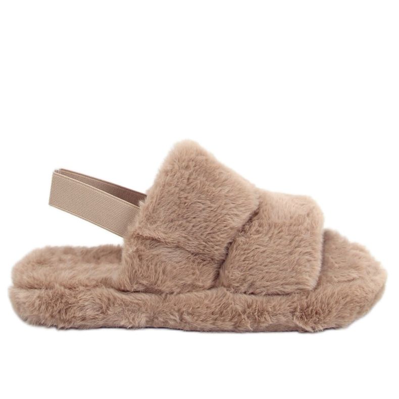 Women's fur slippers dark beige N-92 brown Women's fur slippers dark beige N-92 brown
