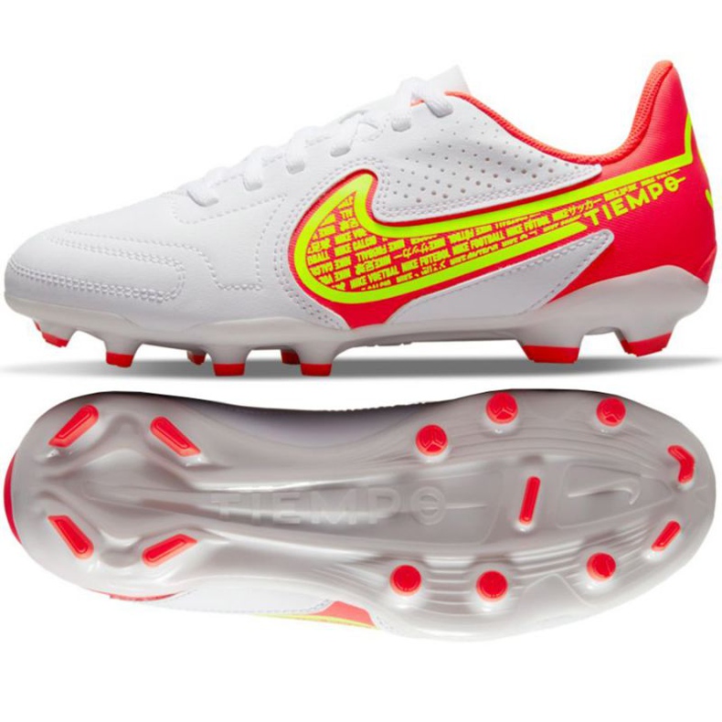 Nike Tiempo Legend 9 Club FG / MG Jr DA1331 176 football shoes yellow, white, multicolor white Nike Tiempo Legend 9 Club FG / MG Jr DA1331 176 football shoes yellow, white, multicolor white