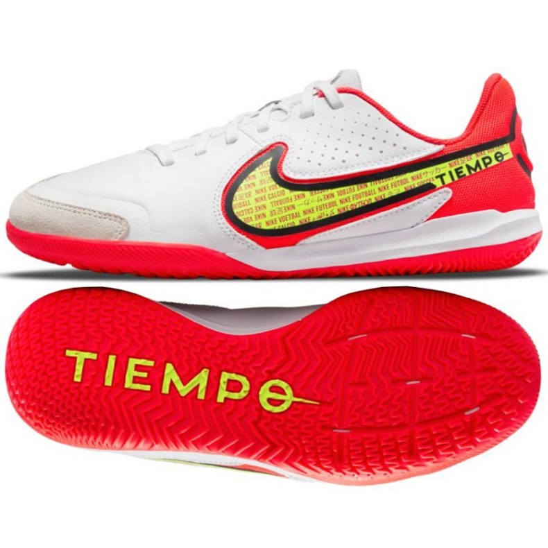 Nike Tiempo Legend 9 Academy Ic Jr DA1329 176 soccer shoes yellow, white, multicolor white