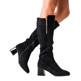 Goodin Elegant Boots With A Gold Zipper black Goodin Elegant Boots With A Gold Zipper black