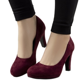 Burgundy pumps on a Sara eco-leather pillar red multicolored