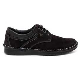Olivier Men's casual leather shoes 7095 black nubuck
