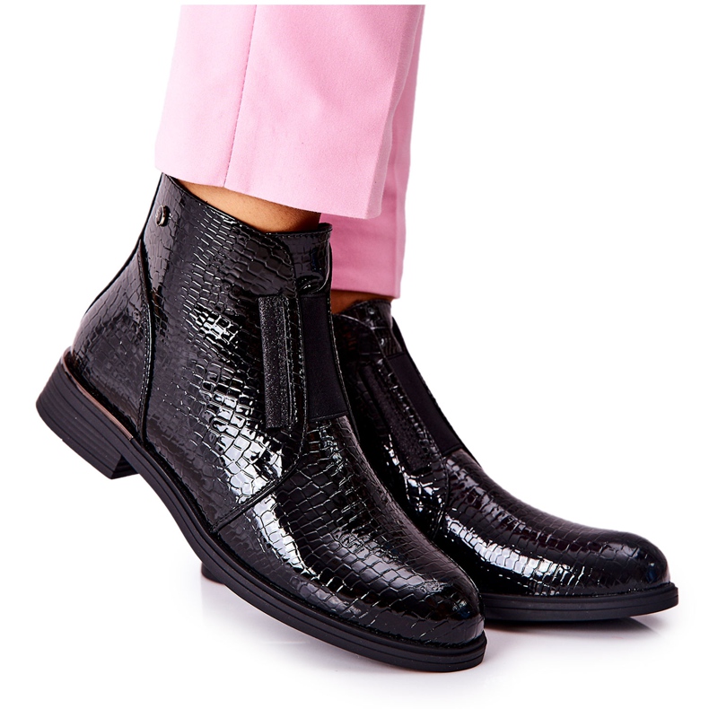 Lacquered Boots On High Heel Sergio Leone BT400 Black
