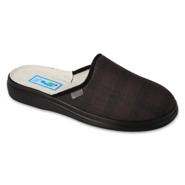 Befado Dr.orto Men's slippers in a checkered 132m017 grey Befado Dr.orto Men's slippers in a checkered 132m017 grey