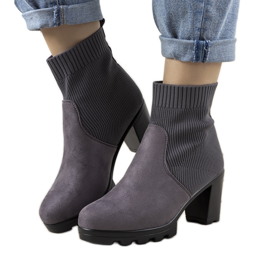 Grey sock ankle boots clearance
