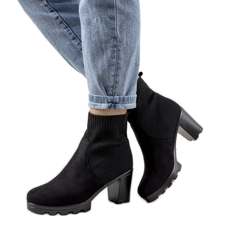 Black boots with a sock upper from Soria