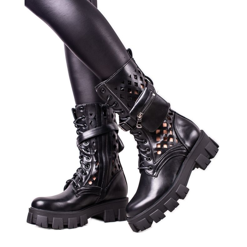 Sweet Shoes Openwork Black Workers