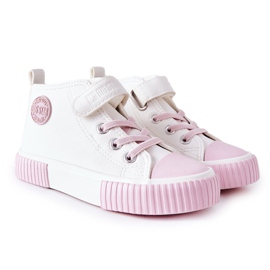 Children's High Sneakers With Velcro Big Star II374014 White pink Children's High Sneakers With Velcro Big Star II374014 White pink