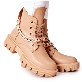 FB2 Leather Boots Workers Beige Izzy brown khaki