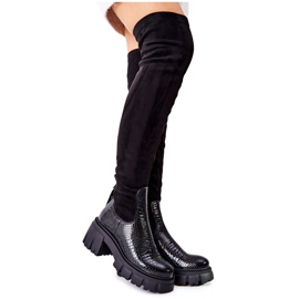 Leather boots Maciejka Krokodyl Black 05260-01 Leather boots Maciejka Krokodyl Black 05260-01