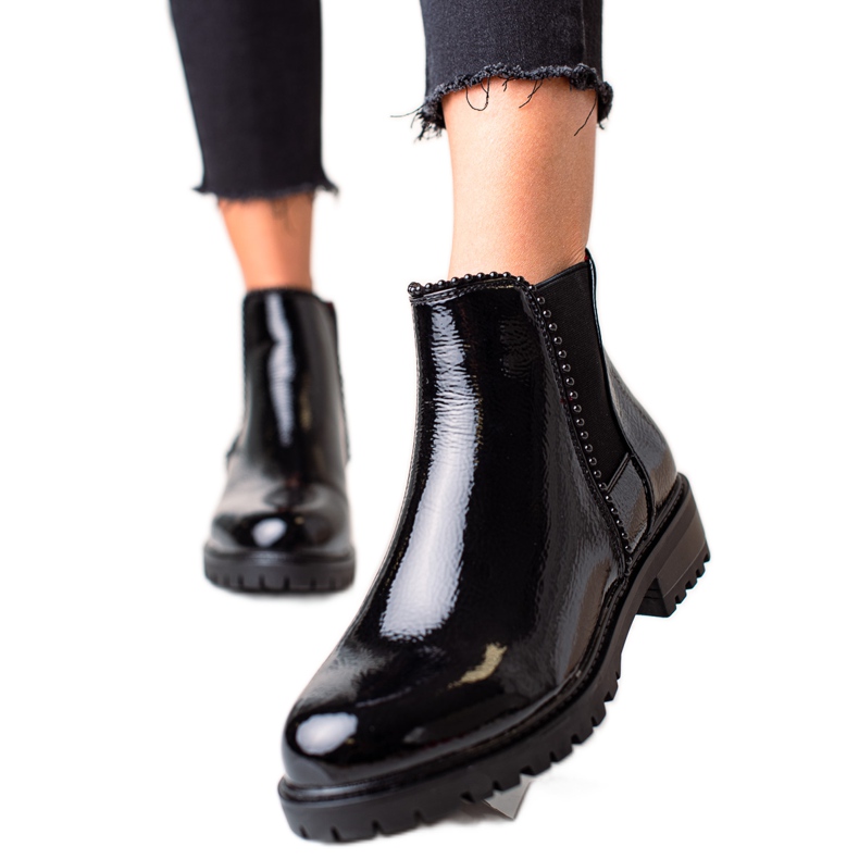 Erynn Lacquered Black Chelsea Boots