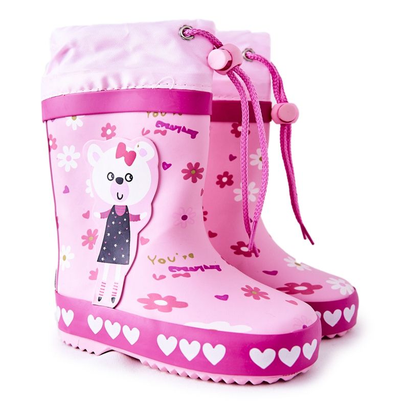 Children's Pink Rubber Galoshes Zinstina's Bear