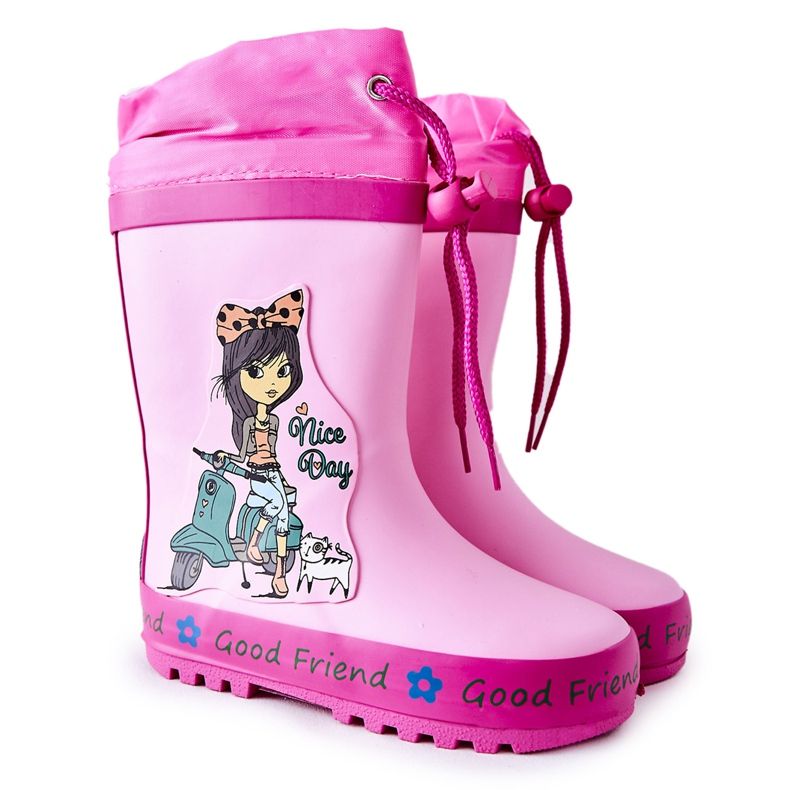 Children's Rubber Rain Boots Pink Heilee Girl