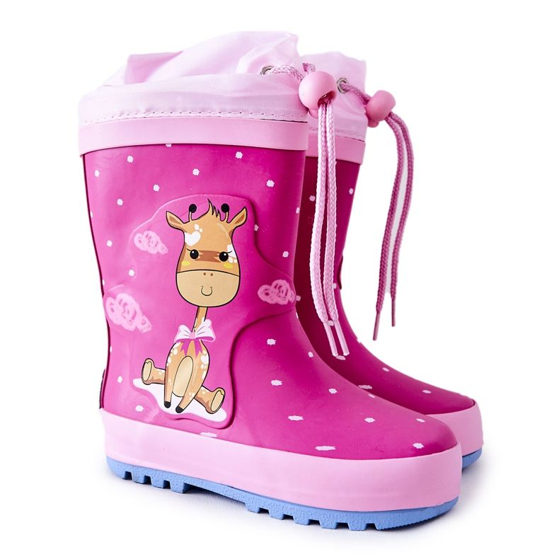 Children's rubber rain boots Fuchsia Glynnal Giraffe pink