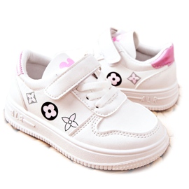 Children's sports shoes with Velcro in white and pink Aletris