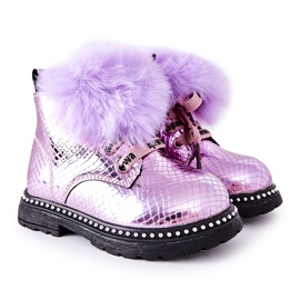 PA1 Children's Warm Boots With Fur Violet Rosea purple