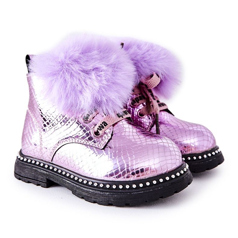 PA1 Children's Warm Boots With Fur Violet Rosea PA1 Children's Warm Boots With Fur Violet Rosea