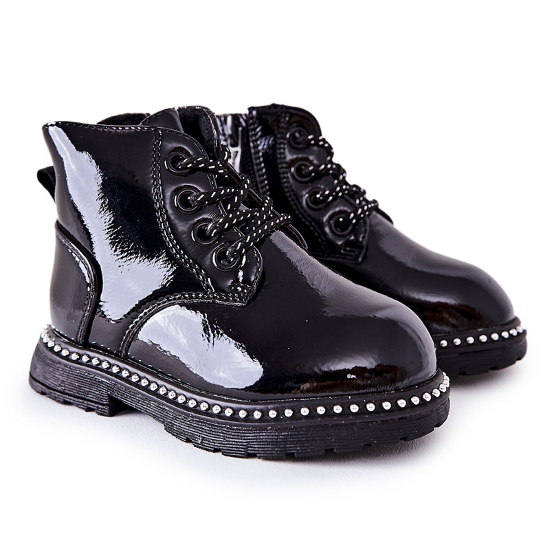 PA1 Leather Children's Boots Lacquered Black Maris