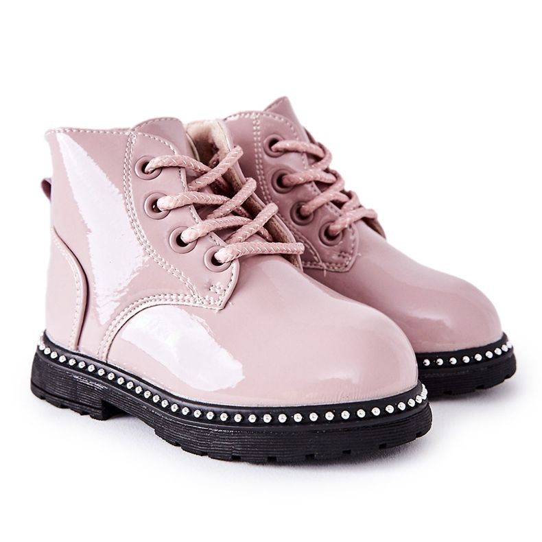 PA1 Leather Children's Boots Lacquered Pink Maris