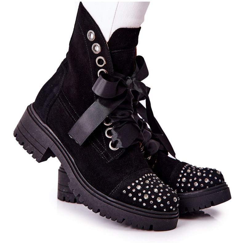 Suede Boots Workery Lewski Shoes Tied 3069 Black