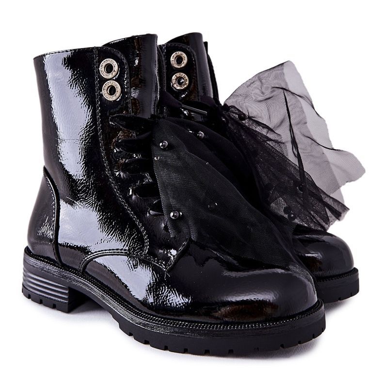 S.Barski Children's Black Warm Lacquered Boots Semissa