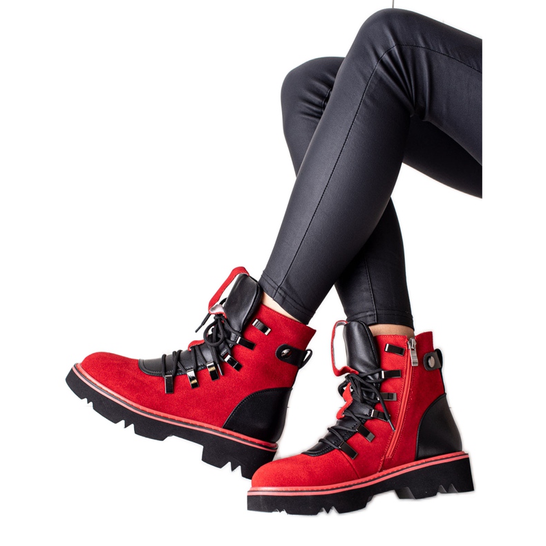 Red Artiker leather ankle boots