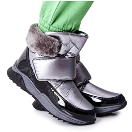 S.Barski Women's warm snow boots Gray Evamia silver grey