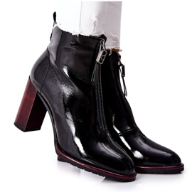 S.Barski Women's Black Boots Lacquered on a Cofton post