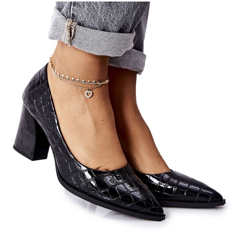 S.Barski Women's Leather Pumps Black Chay
