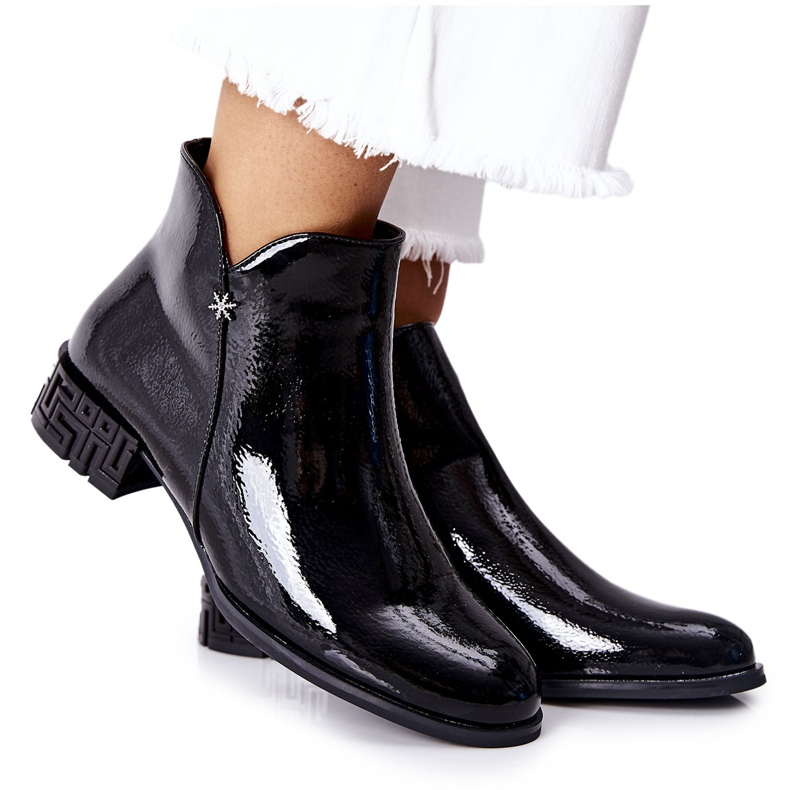 Flat Lacquered Warm Boots Sergio Leone BT540 Black