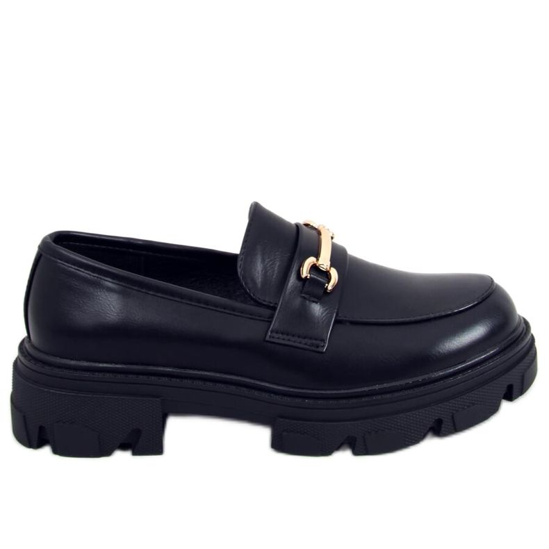 Black YY11 Black loafers with thick soles