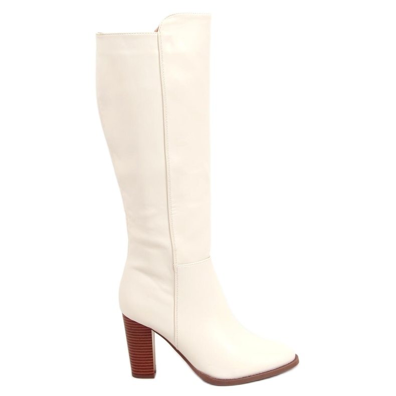 High-heeled boots, cream-colored UK03P Beige