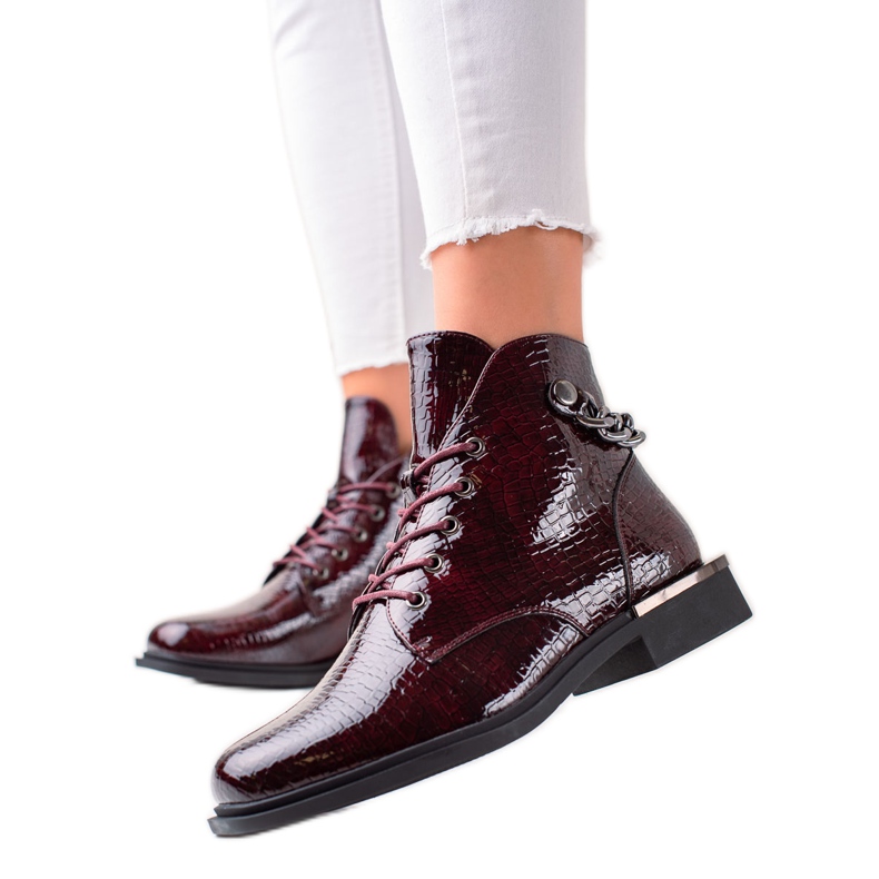 Elegant varnished boots by Sergio Leone claret