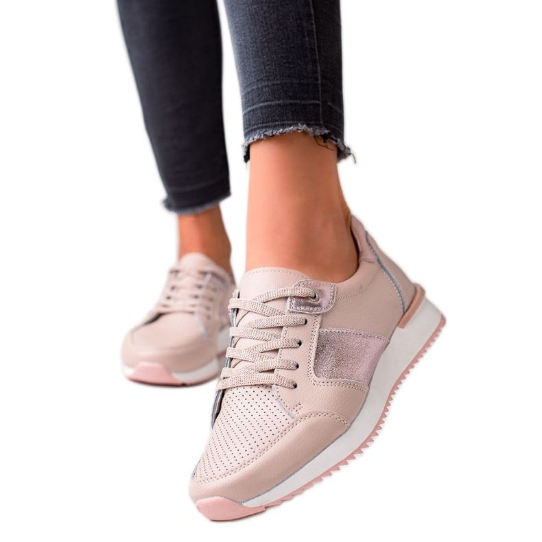 VINCEZA Leather Powder Sneakers pink VINCEZA Leather Powder Sneakers pink