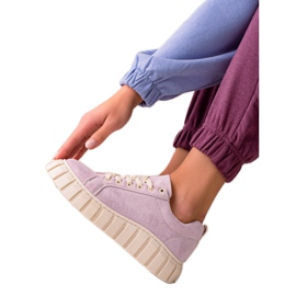 Sweet Shoes Suede Sneakers On The Platform purple