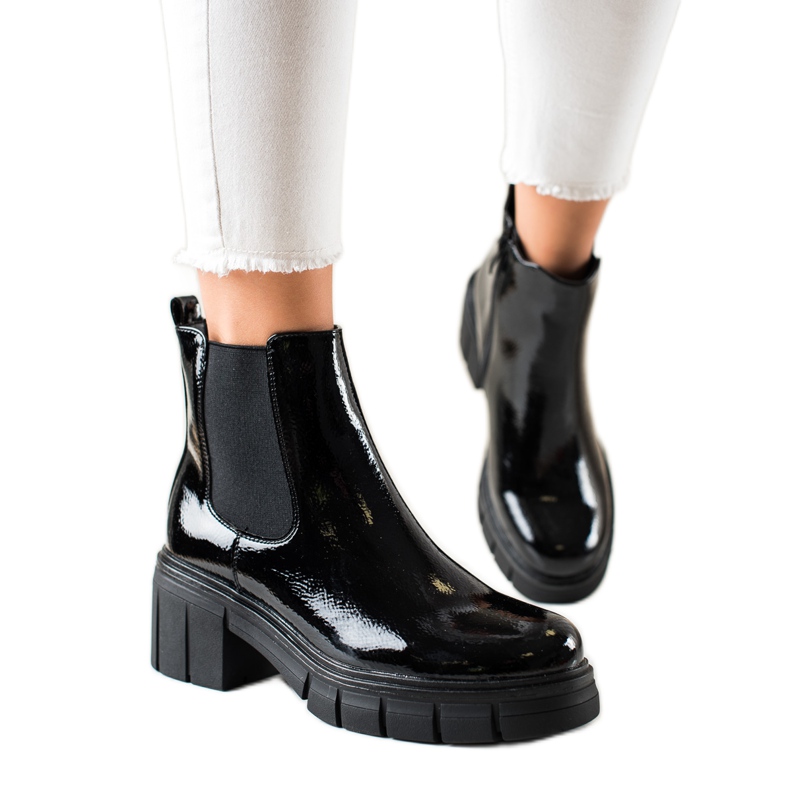 Filippo Lacquered Fashion Boots black