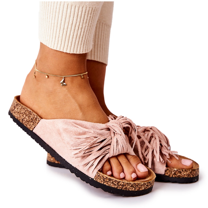 FW1 Pink Taryne Slippers On The Cork Sole