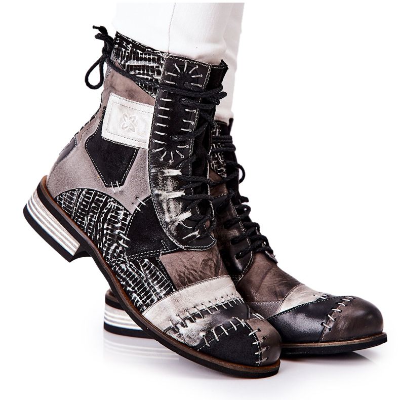 Maciejka Gray Leather Jodhpur Boots 05095-03 black grey Maciejka Gray Leather Jodhpur Boots 05095-03 black grey