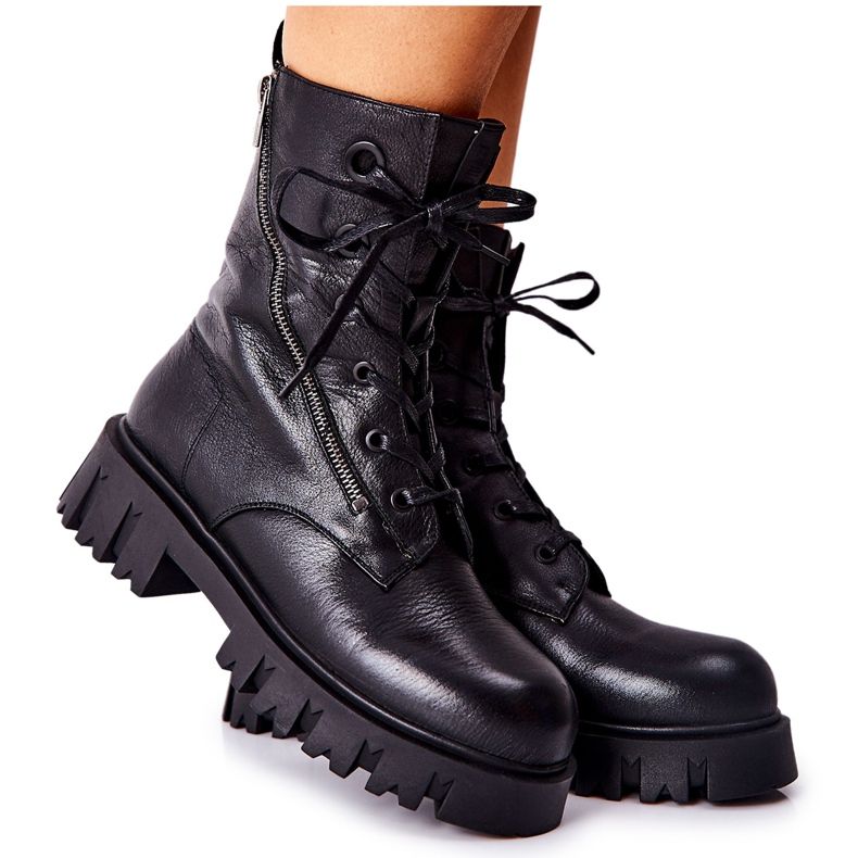 Leather High Workers Big Star II274429 Black