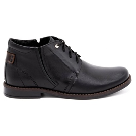 Olivier Men's winter boots, leather 336LU, black