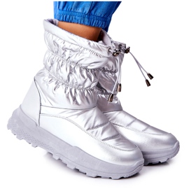 PE1 Women's Silver Starbone Warm Snow Boots With Zipper