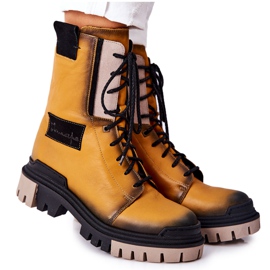 Leather Boots Warm Boots Maciejka Yellow 05113-07 black golden