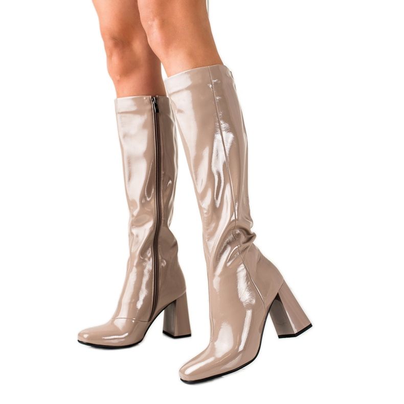 S. BARSKI Shimmering high-heeled boots by S.BARSKI beige