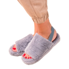 TRENDI Gray slippers on an elastic band grey TRENDI Gray slippers on an elastic band grey