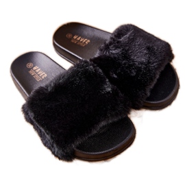 PH1 Shaped Rubber Slippers With Black Emmie Fur
