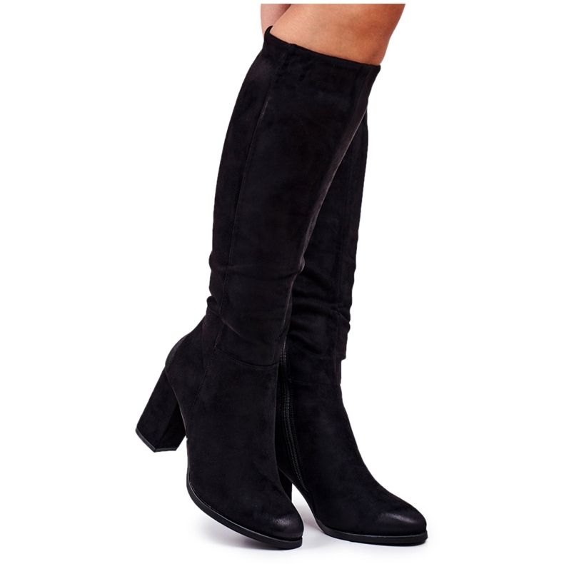 S.Barski Women's Boots On Heel Suede Black Many Times