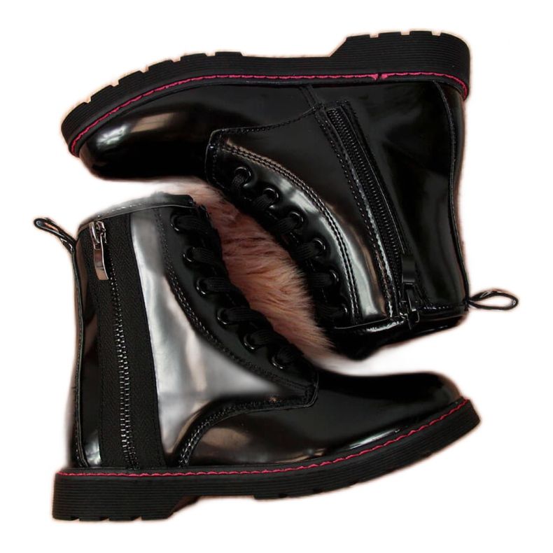 Insulated lacquered boots Jr EVE327A black white