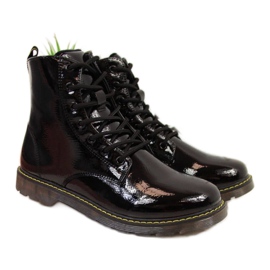 Warm lacquered boots Miss❤E Jr EVE251A black white Warm lacquered boots Miss❤E Jr EVE251A black white