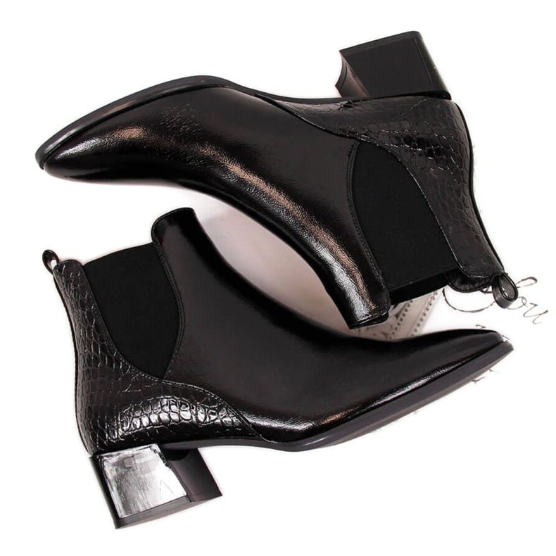 Lacquered Chelsea boots Sergio Leone W SK340A black