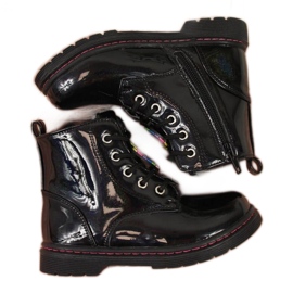 Black boots girls insulated Jr EVE318A white
